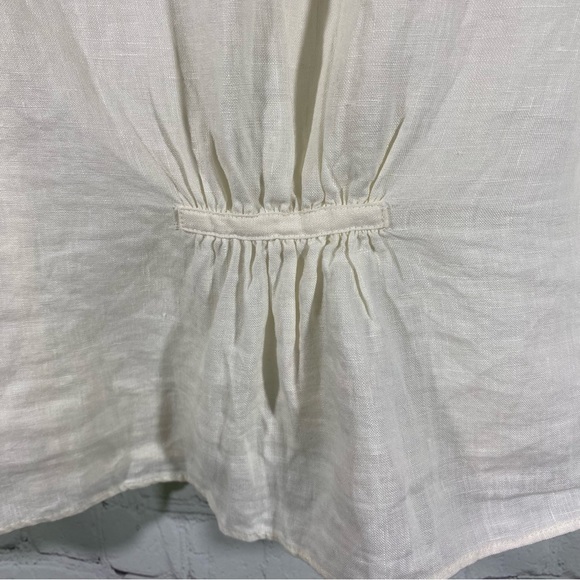 NWT Madewell natural off white linen Angel wing sleeves button front top 16 - Picture 9 of 10